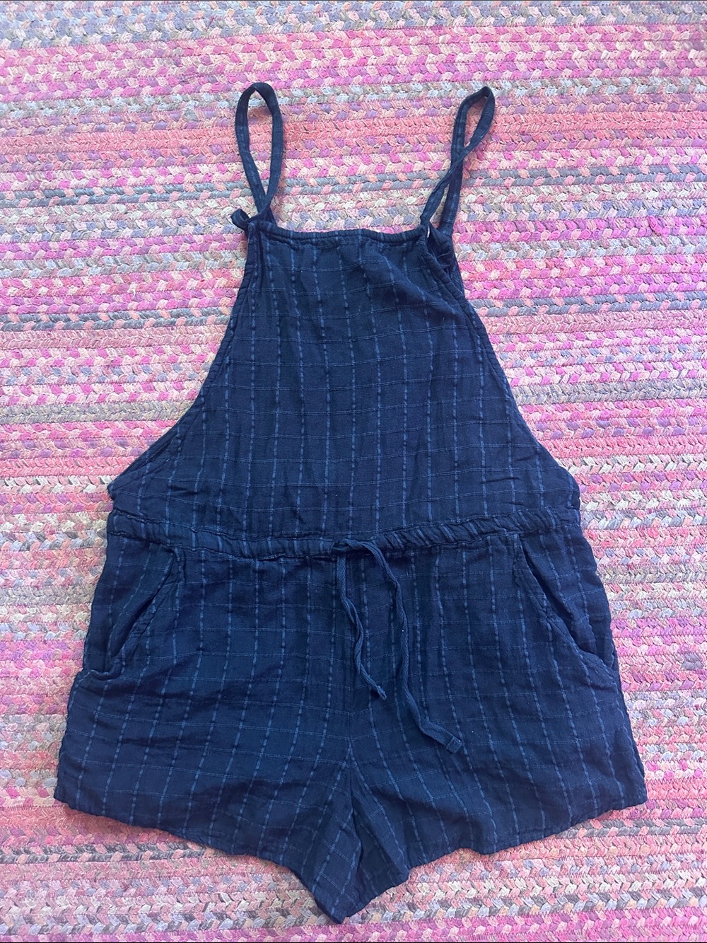 BILLABONG BLACK GRID Striped Sleeveless One-Piece Romper PLAYSUIT